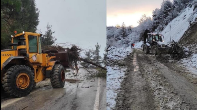 İnebolu-Abana ve İnebolu-Doğanyurt karayollarında peş peşe meydana gelen heyelanlar ulaşımda