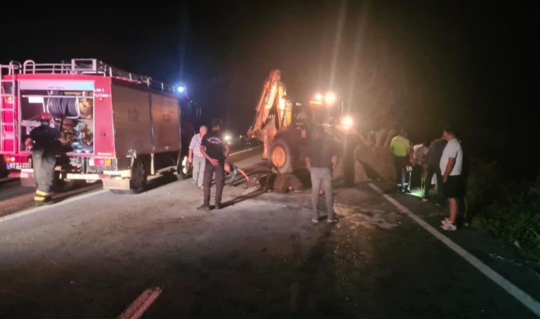 Zonguldak’ın Çaycuma ilçesinde gece saatlerinde karayoluna çıkan üç manda, ciddi